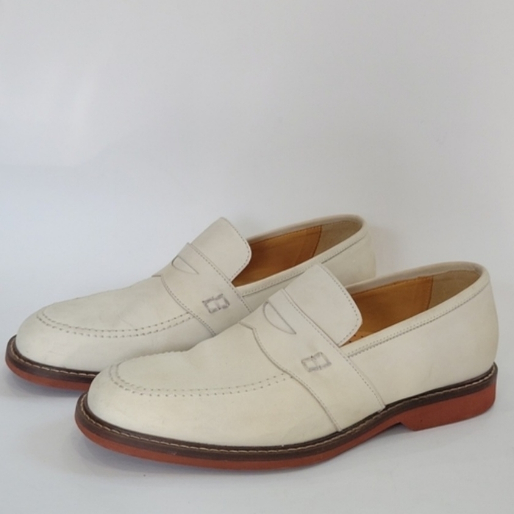 Johnston & Murphy White Suede Penny Loafers